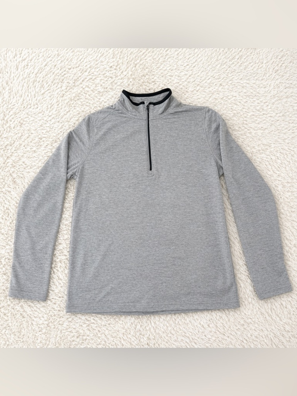 BCG Kids Gray Quarter Zip Pullover Size L (14-16) Athletic Lightweight Top